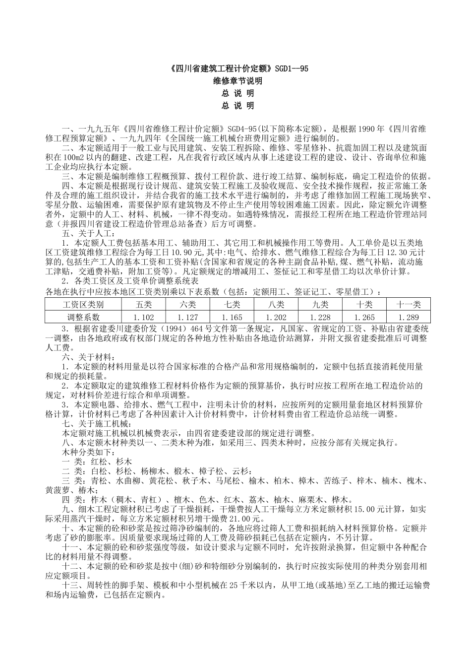 《四川省建筑工程计价定额》SGD195章节说明维修_第1页