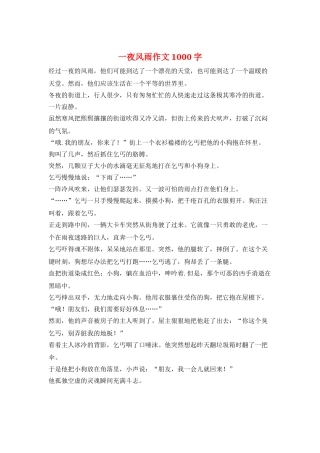 一夜风雨作文1000字