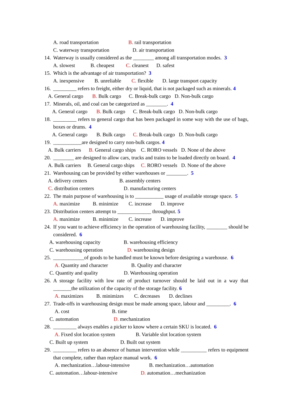 《物流英语》期末复习提纲  测试题_第2页