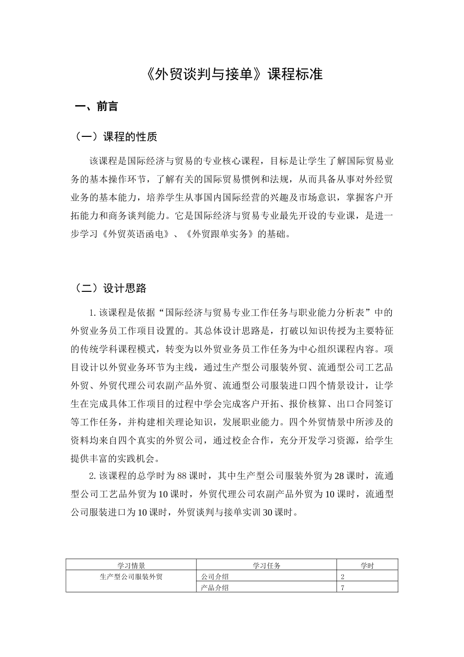 国际经济与贸易专业《外贸谈判与接单》课程建设标准_第1页