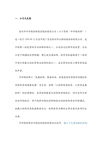 深圳市担保投资股份有限公司商业计划书