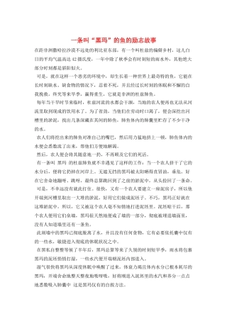 一条叫“黑玛”的鱼的励志故事