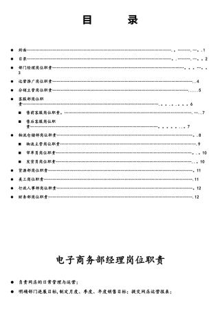一般电子商务公司部门岗位职责书