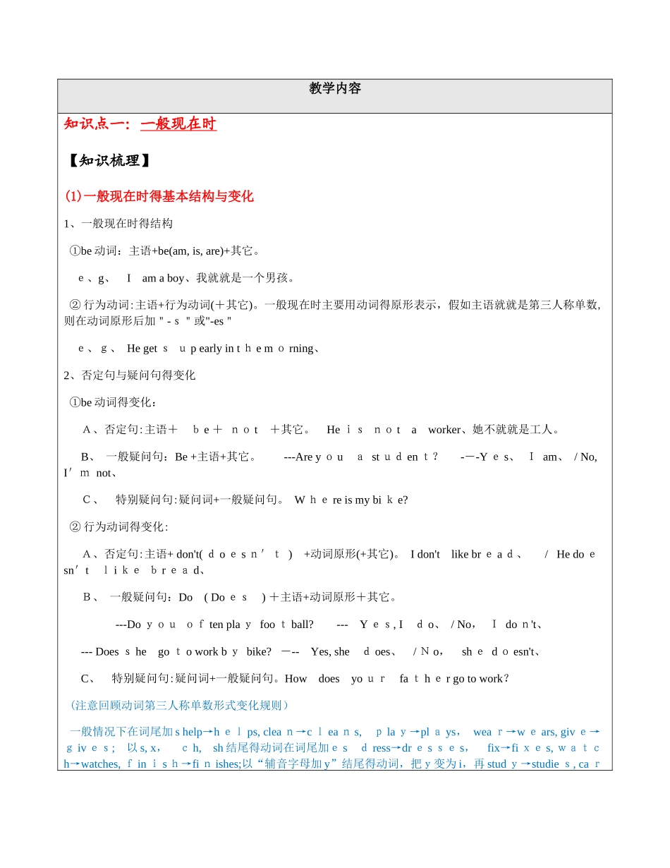 一般现在时、一般过去时、一般将来时_第1页