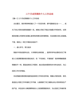 三个月试用期的个人工作总结