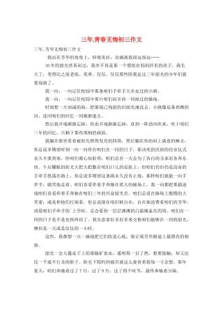 三年-青春无悔初三作文