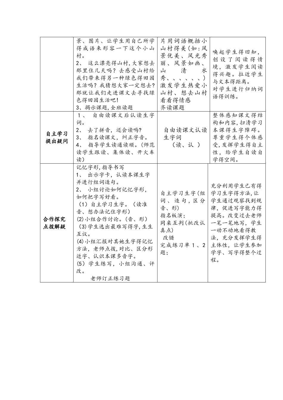 三年级上册语文导学案第二十七课  一个小山村的故事(语文S版）_第2页