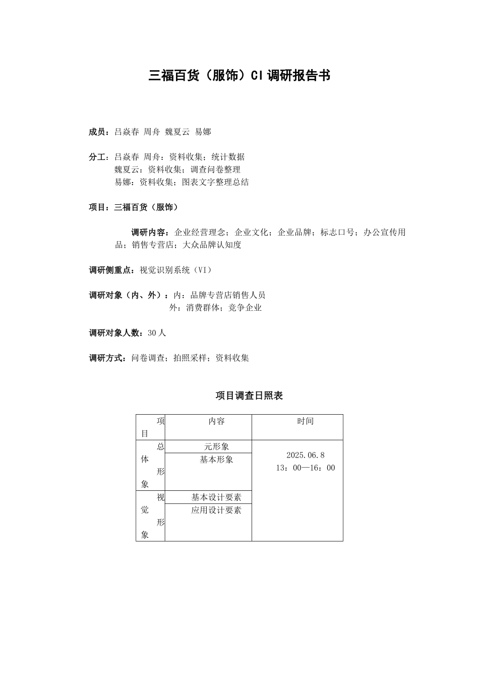 三福百货CI调研报告书_第1页