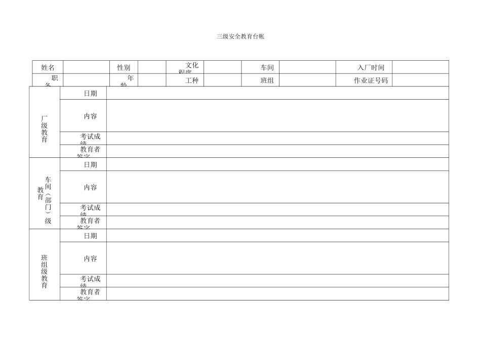 三级安全教育台帐_第1页