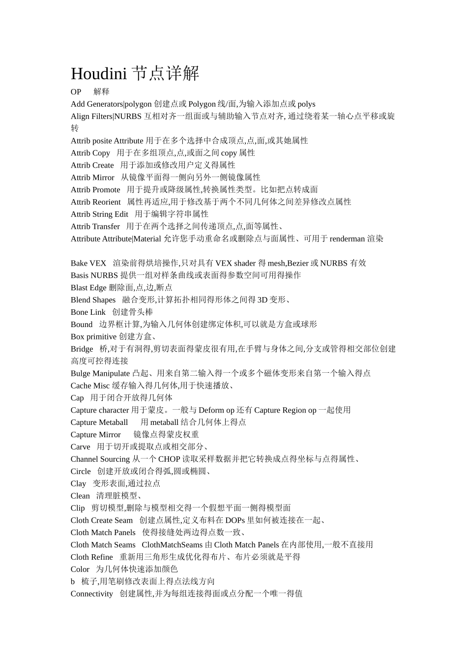 三维软件Houdini节点翻译对照_第1页