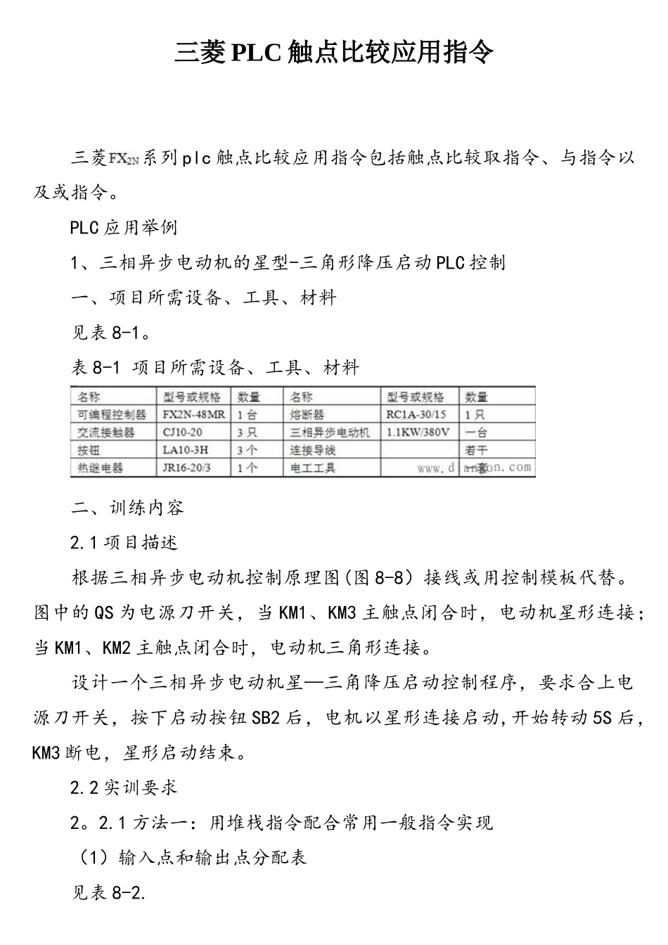 三菱PLC触点比较应用指令_第1页