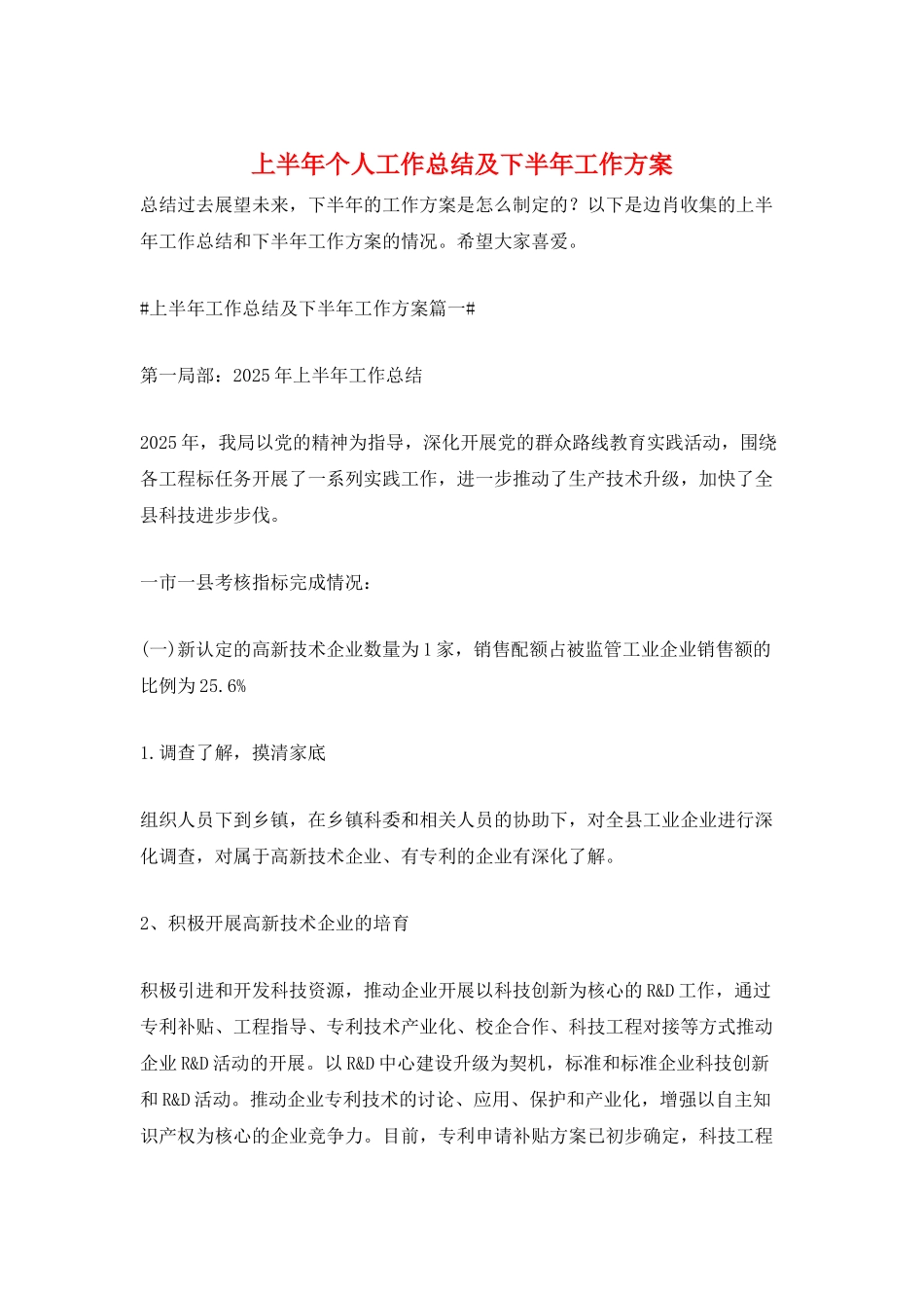 上半年个人工作总结及下半年工作计划_第1页