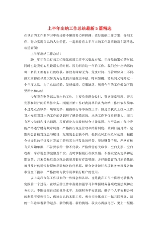 上半年出纳工作总结最新5篇精选