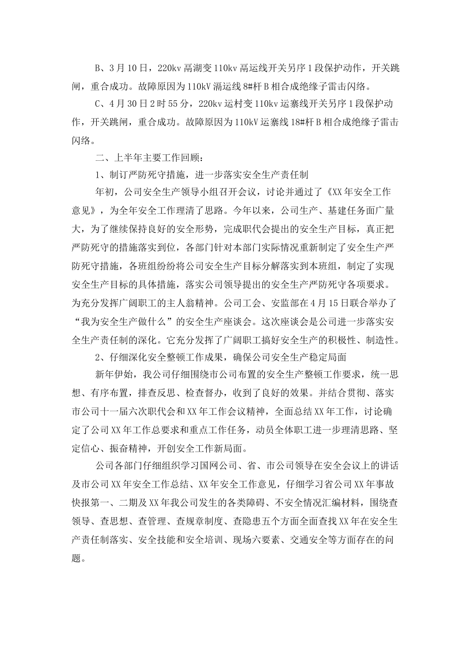 上半年电力公司安全工作总结_第2页
