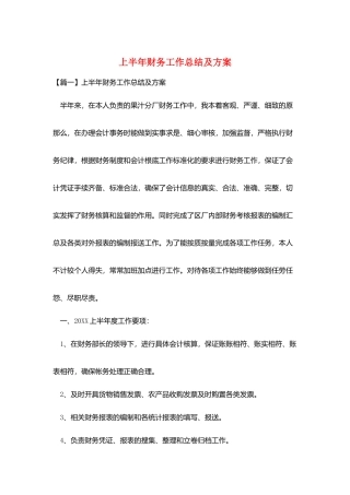 上半年财务工作总结及计划