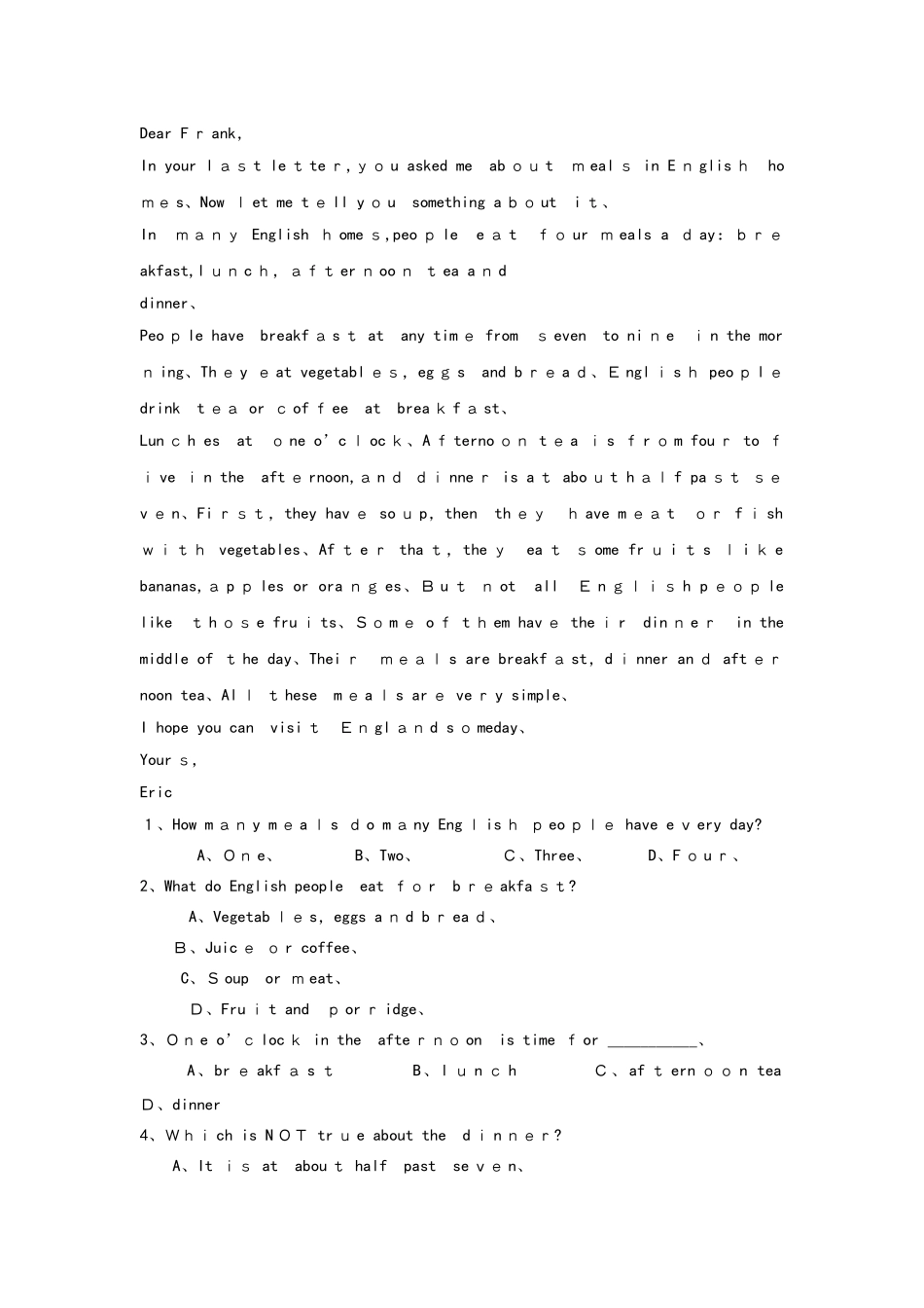 上学期译林牛津版七年级英语（第11周）组合训练_第2页