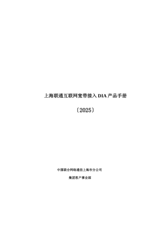 上海联通互联网宽带接入DIA产品手册