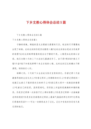 下乡支教心得体会总结5篇