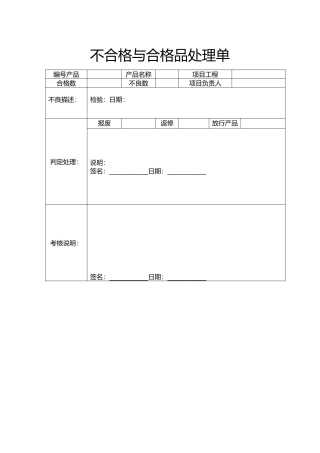 不合格与合格品处理单（标准版）