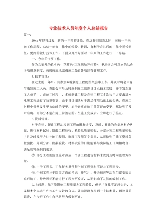 专业技术人员年度个人总结报告