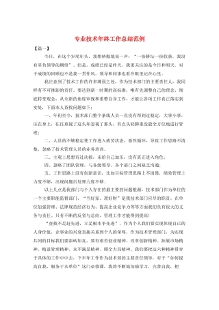 专业技术年终工作总结范例