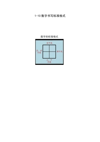 专用010数字书写标准格式