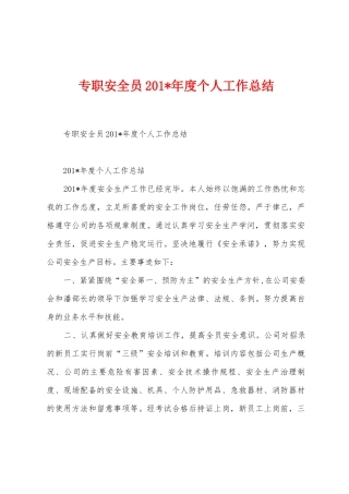 专职安全员2025年度个人工作总结