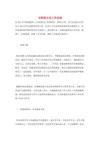 专职班主任工作总结