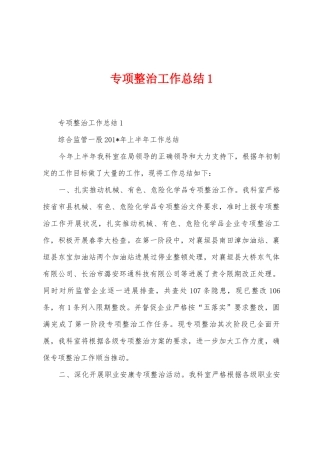 专项整治工作总结