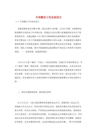 专项整治工作总结范文