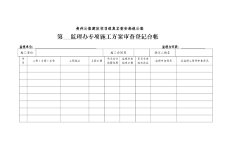 专项施工方案监理审查登记台帐