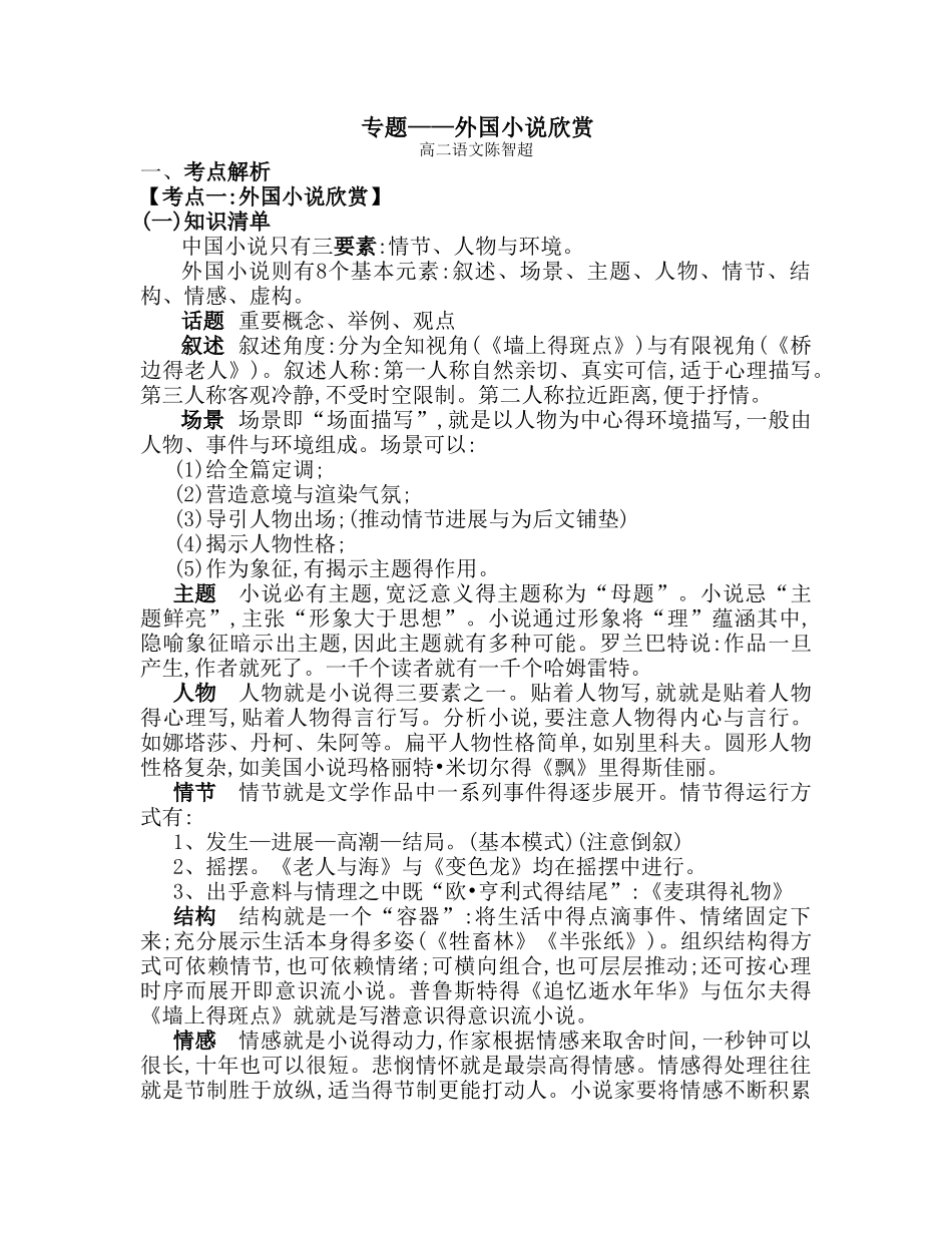 专题——外国小说欣赏_第1页