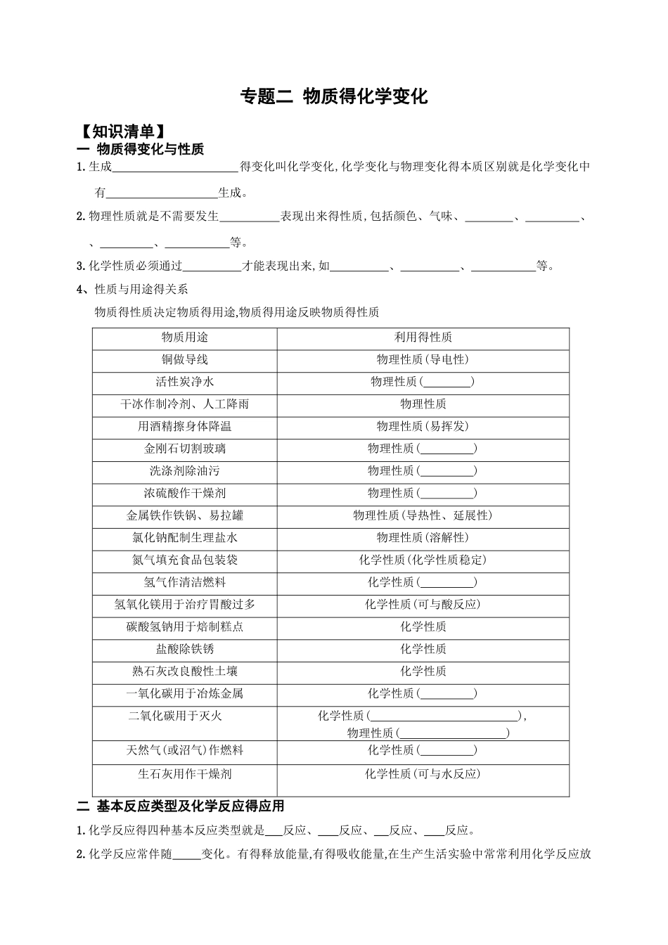 专题二 物质的化学变化_第1页