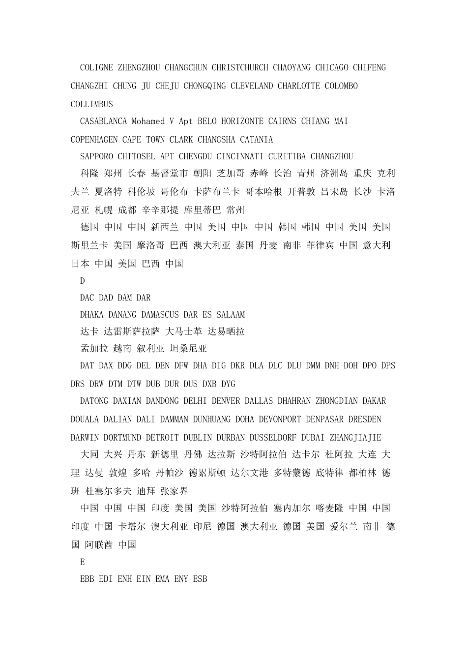 世界主要城市机场三字代码_第3页