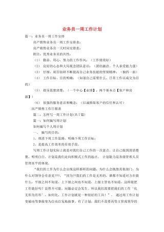 业务员一周工作计划