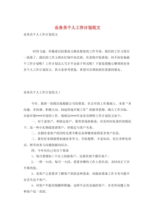 业务员个人工作计划范文