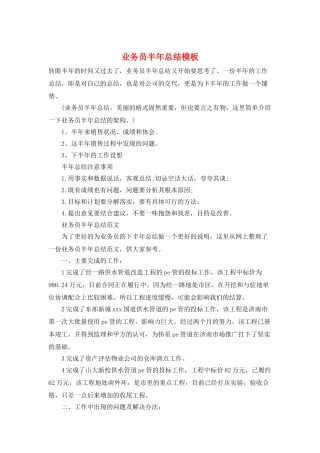 业务员半年总结模板