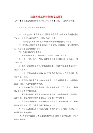 业务员周工作计划表