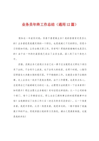 业务员年终工作总结