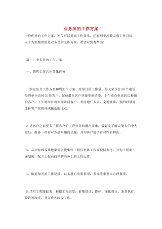 业务员的工作计划