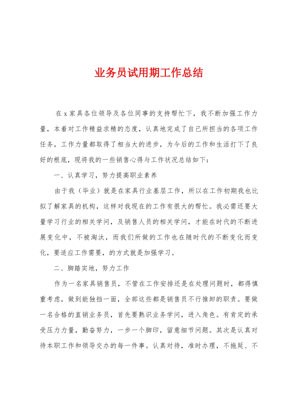 业务员试用期工作总结_第1页