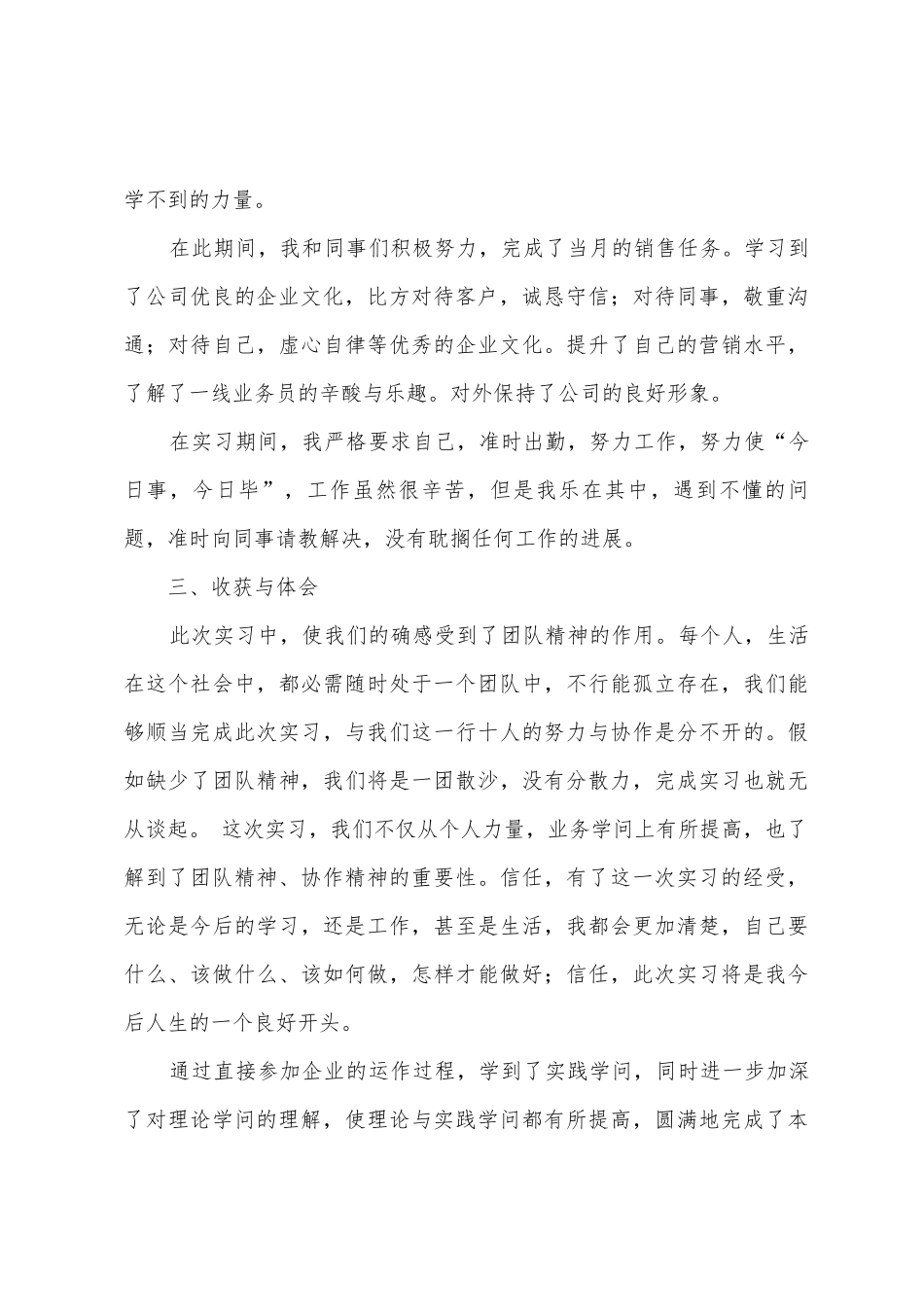 业务员顶岗实习报告_第3页