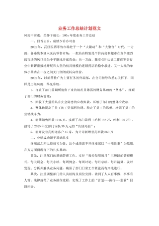 业务工作总结计划范文