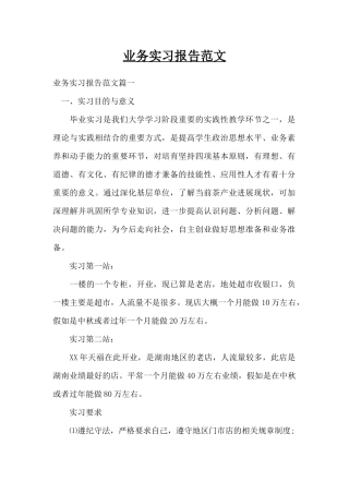 业务实习报告范文（精编版）