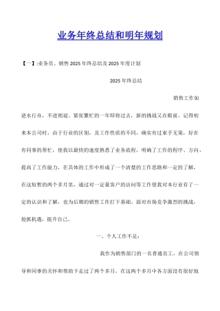 业务年终总结和明年规划