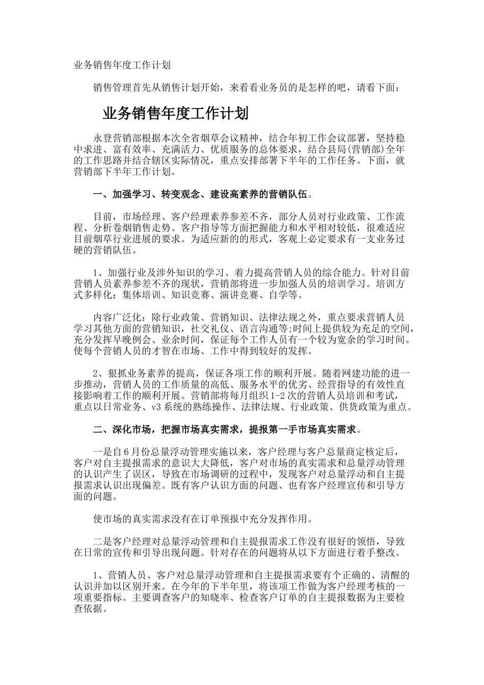 业务销售年度工作计划_第1页