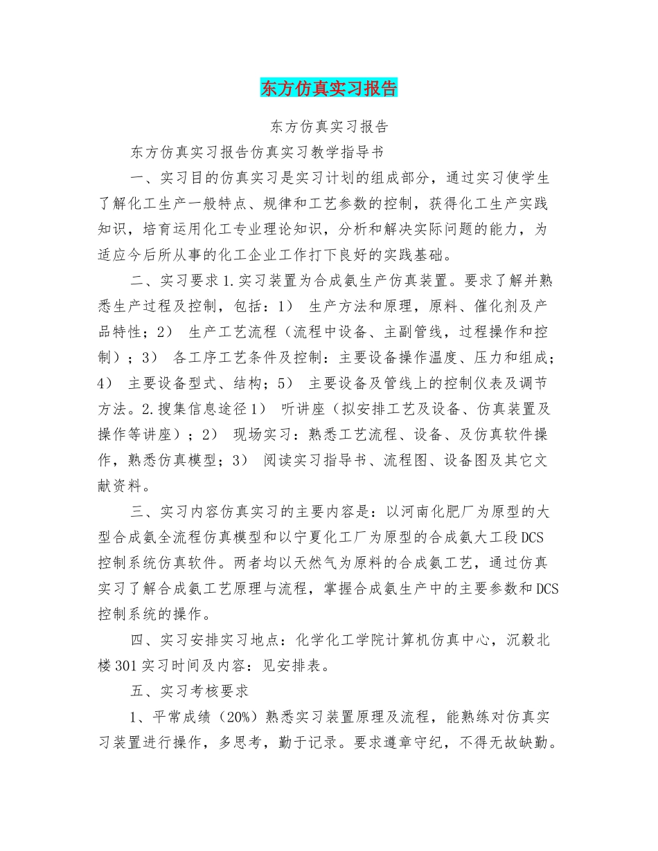 东方仿真实习报告_第1页