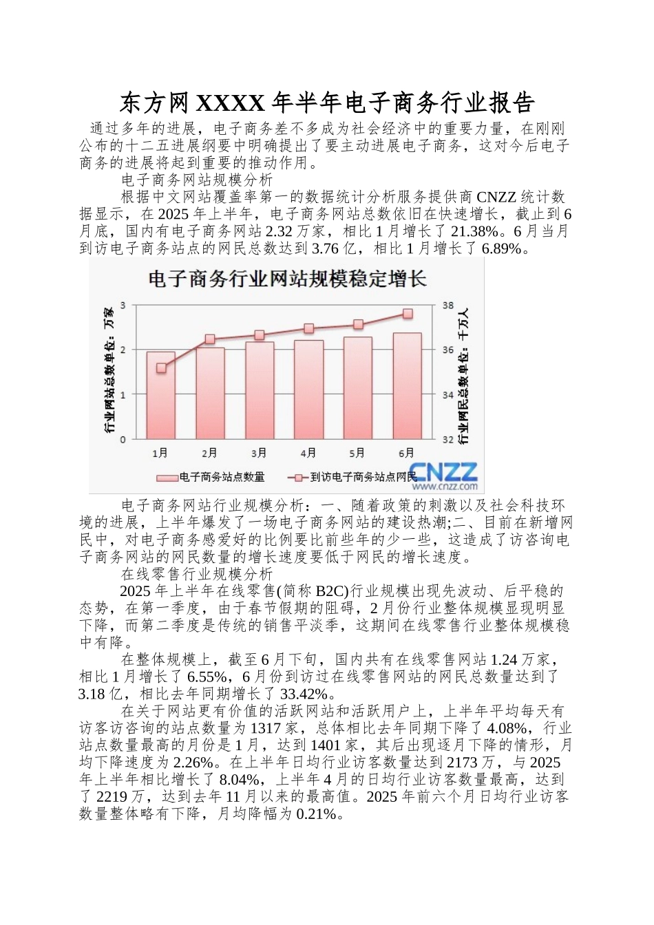 东方网XXXX年半年电子商务行业报告_第1页