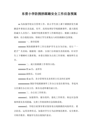 东营小学防拥挤踩踏安全工作应急预案