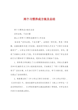 两个习惯养成方案及总结